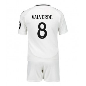 Real Madrid Federico Valverde #8 Hemmakläder Barn 2024-25 Kortärmad (+ Korta byxor)